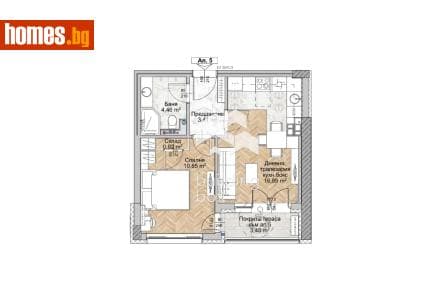 Двустаен, 57m²
