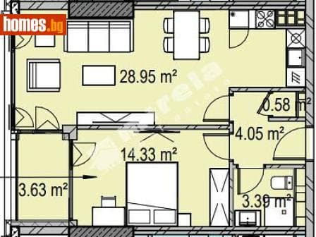 Двустаен, 80m²