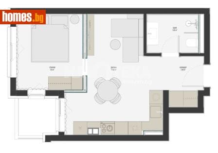Двустаен, 55m²