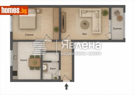 Двустаен, 60m²