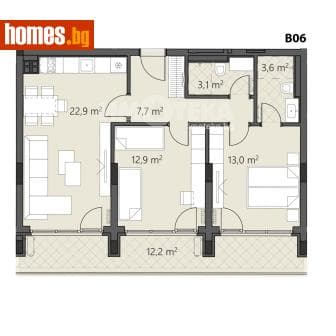 Тристаен, 107m²