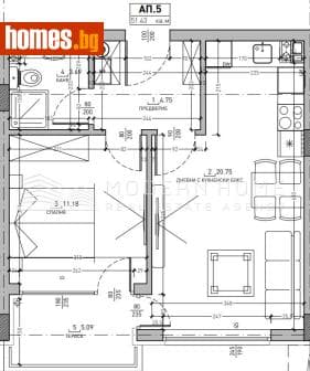 Двустаен, 59m²