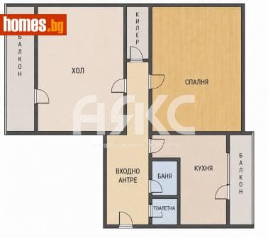 Двустаен, 60m²