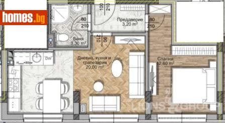 Двустаен, 56m²