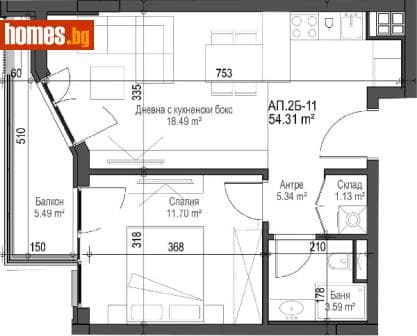 Двустаен, 68m²