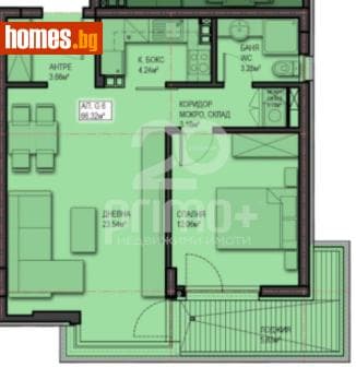 Двустаен, 81m²