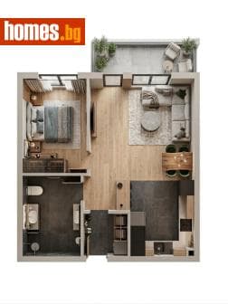 Двустаен, 51m²