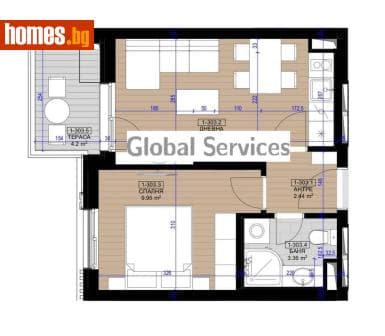 Двустаен, 51m²