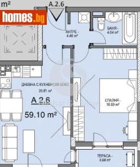 Двустаен, 71m²