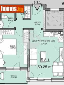 Двустаен, 68m²