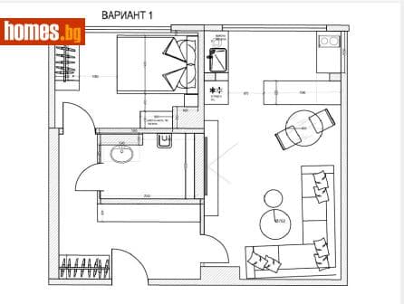 Двустаен, 50m²