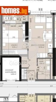 Двустаен, 56m²