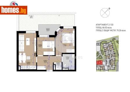 Тристаен, 80m²