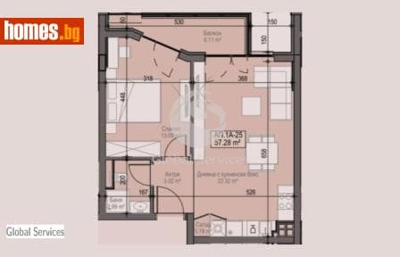 Двустаен, 68m²