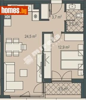 Тристаен, 64m²