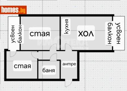 Тристаен, 61m²