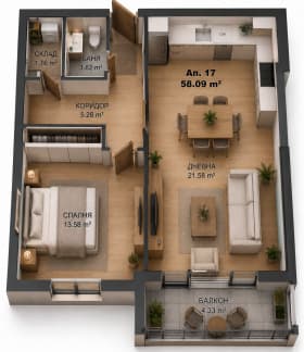 Продава 2-СТАЕН град София, Княжево 163 525 € 319 827.10 лв.